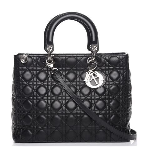 lady dior black lambskin|CHRISTIAN DIOR Lambskin Cannage Large Lady .